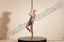 Underwear Gymnastic poses Woman White Moving poses Slim long blond Dynamic poses Academic